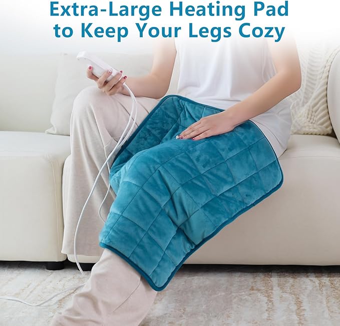 Comfytemp Weighted Heating Pad for Back & Period, 20"x24" Extra Large Electric Heat Pad, Birthday Gifts for Women Men Mom Dad & Mother Day Gift, 2.4 lb Heated Pad for Neck Shoulder Leg, 2H Auto-Off