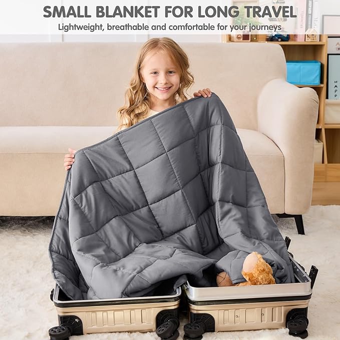 yescool Weighted Blanket 7 Pounds Cooling Weighted Lap Blanket, Grey Heavy Blankets for Sleeping, Weighted Throw Blanket Gifts for 60-80lbs, 40"x60"