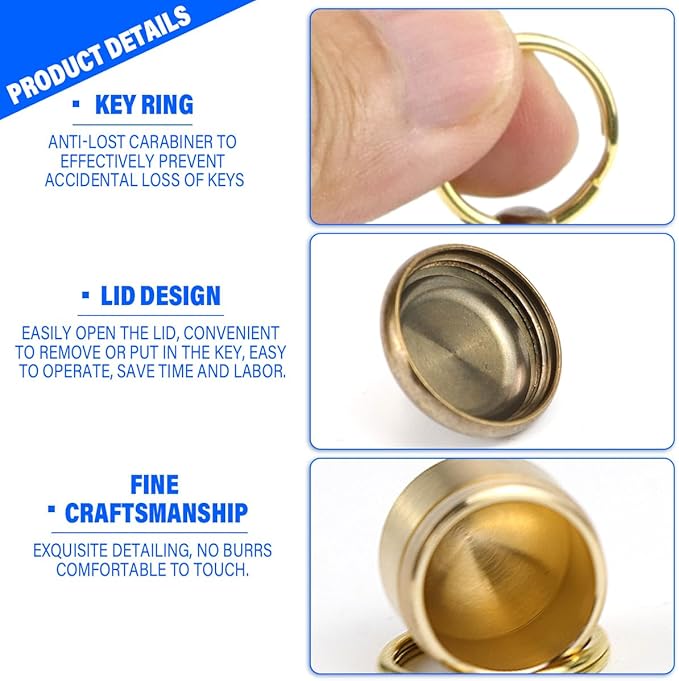 Pills Bottle Keychain, Copper Acorn Shaped Medication Small Empty Bottles Key Pendant Mini Pill Case Holder Travel Accessories