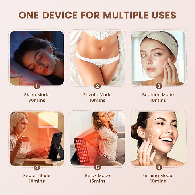 INTEO Red Light Therapy for Face and Body, Portable Red Light Therapy with Protective Goggles, 850nm Infrared Red Light Therapy with 6 Modes