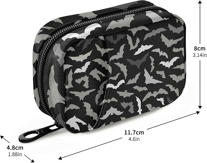 Pill Box Halloween Bats 7 Day Pill Case Travel Pill Organizer Bag with Zipper Portable Weekly Vitamin Medicine Supplement Holder Pouch Bag