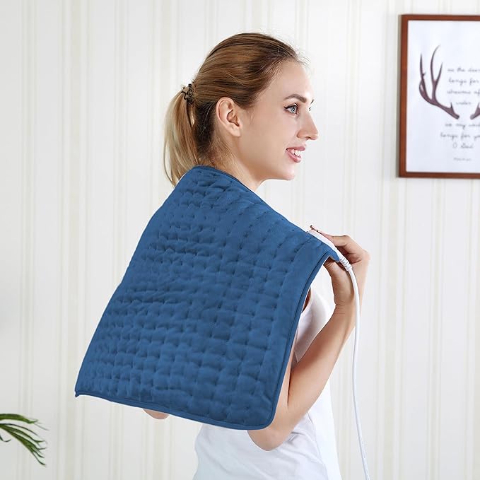 24"X20" Electric Heating pad with 6 Heat Settings, Auto Shut Off, Dark Blue Dry Electric Heating for Back Neck Knee Arms Legs Shoulder Heat Pads for Christmas Birthday Father's Day Mother's Day