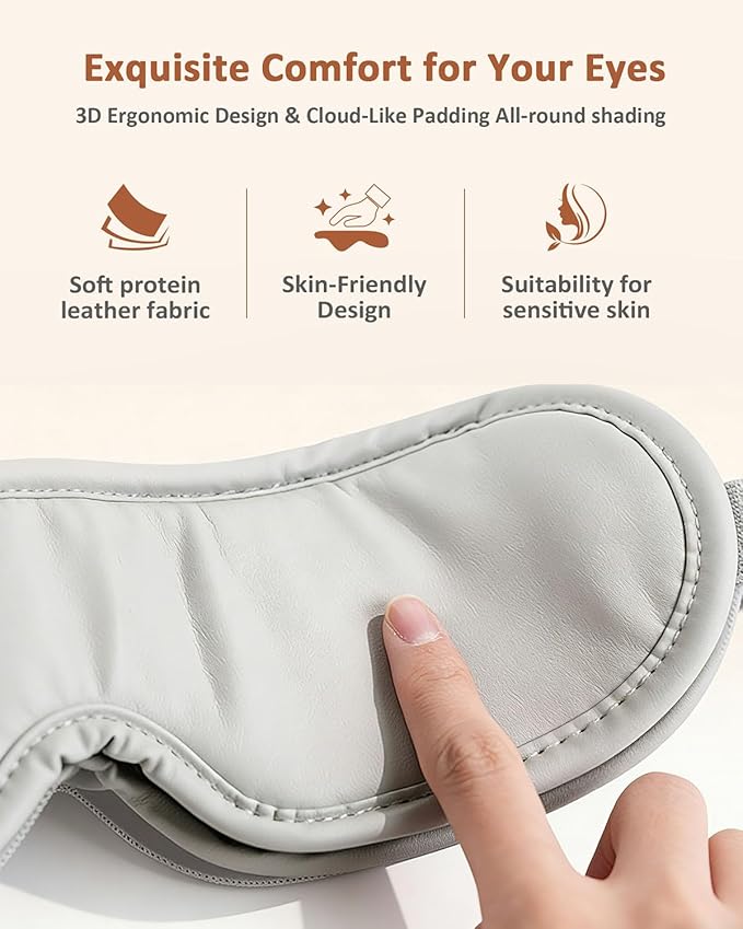 Eye Massager with Heat and Cooling, 5 Massage Modes for Eye Dry Fatigure and Migraines Relief, Lightweight Foldable for Office Home Travel Stress Relief, Gift for Women Men (Grey)