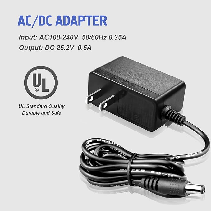 24V AC Adapter for Massage Gun Charger Output: DC 24V or 25.2V Massage Gun Power Cord Muscle Blaster Only fit with Brushless Motor Massage Guns(Don't Fit 12V or 16.8V Charger)