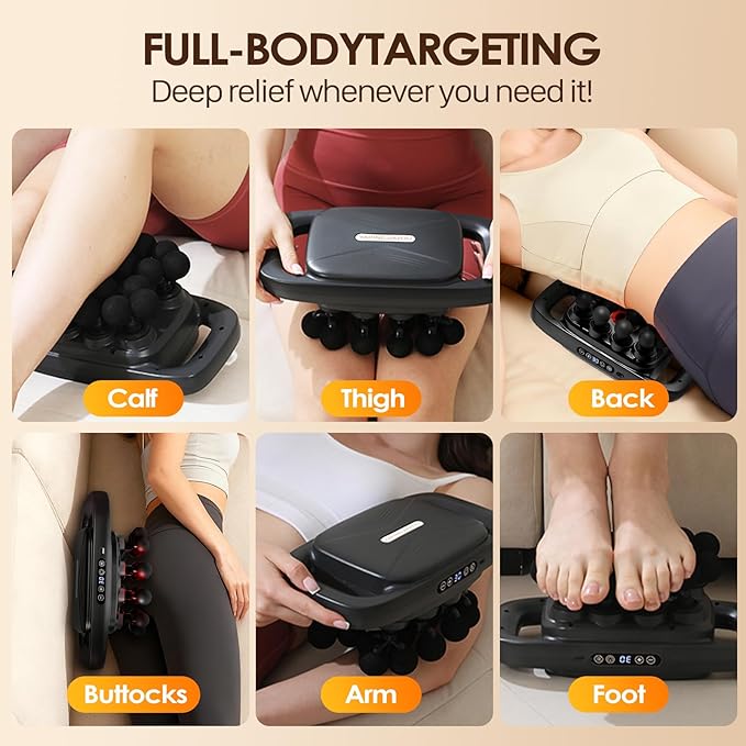 20-Head Massage Gun Set, Deep Tissue Percussion Massager with 3 Modes & 30 Intensities, Muscle Massager Pain Relief Portable Massage Gun for Back/Legs/Waists (Black, 20-Head)