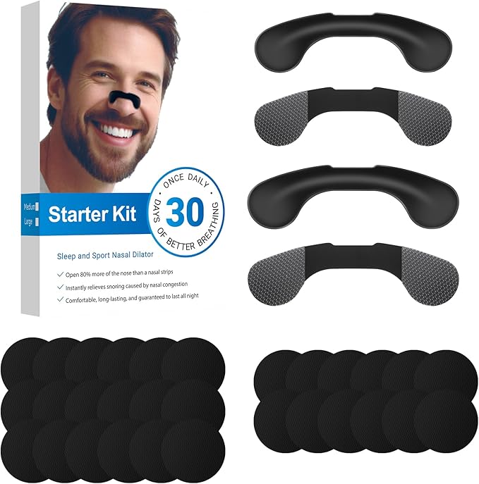 Nasal Strips for Snoring,Extra Strength Snoring Solution Nose Strips for Breathing,Sports, Sleep,Dark Black,30PCS