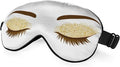 Eyelash Sleep Eye Mask Woman Eye Long Eyelashes Golden Glitters Eyeshadows Makeup Silk Eye Mask Sleeping Soft Eye Shade Cover for Women Boy Girl Airplane Travel