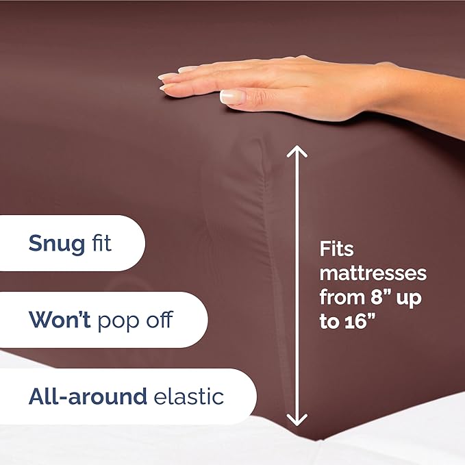 King Size 4 Piece Sheet Set - Extra Soft, Breathable & Cooling Sheets - Hotel Luxury Durable Bed Sheets for Women & Men - Deep Pockets, Easy-Fit & Wrinkle-Free Sheets - Dark Russet Oeko-Tex Bed Sheets