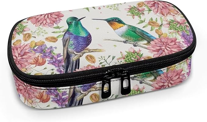 Hummingbird Floral Insulin Cooler Travel Case for Insulin Pen Diabetic Medical Cooler Bag Portable Medication Cooler Bag for Insulin Pens and Blood Glucose Monitor Supplie