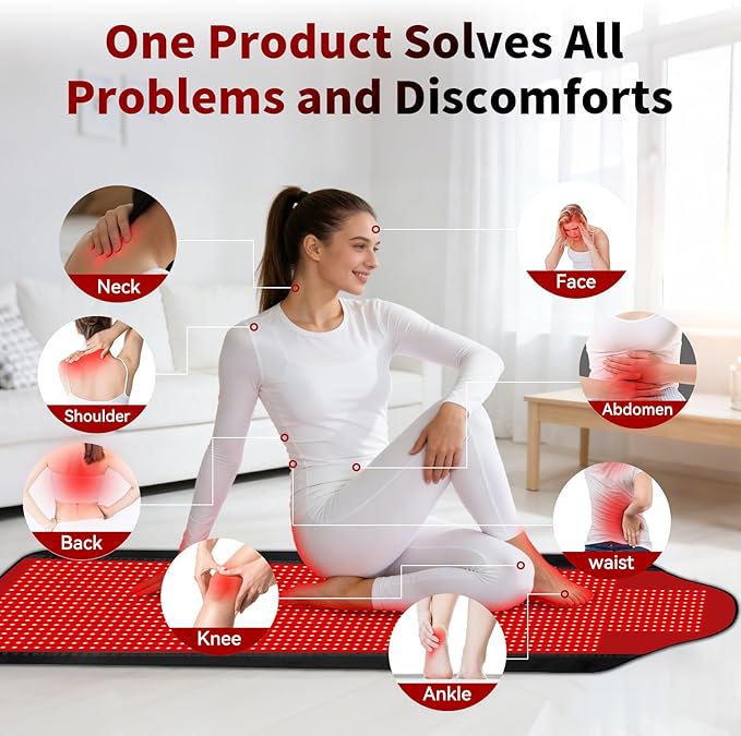 1707 LEDs Red Light Therapy Mat for Full Body, 73" x 36" TPU Infrared Light Therapy, 3-in-1 LEDs (660nm & 850nm) Premium Foldable Mat with Timer Controller & Pulse Modes for Home Use, 192W
