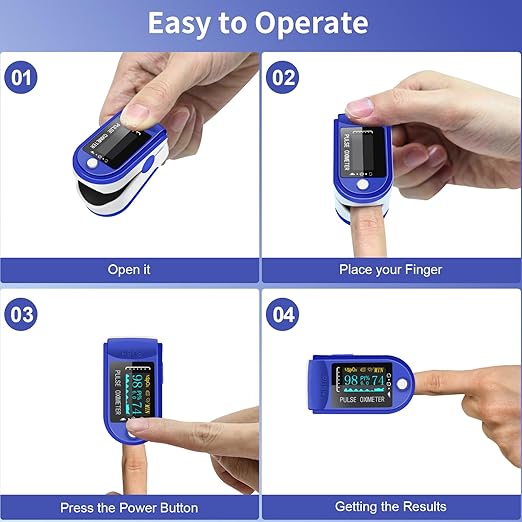 Two-Toned Athletic and Aviation Pulse Oximeter SpO2 and PR Value Waveform Blood Oxygen Neck/Pulse Oximeter Fingertip/Wrist/Fingertips (Sky blue)