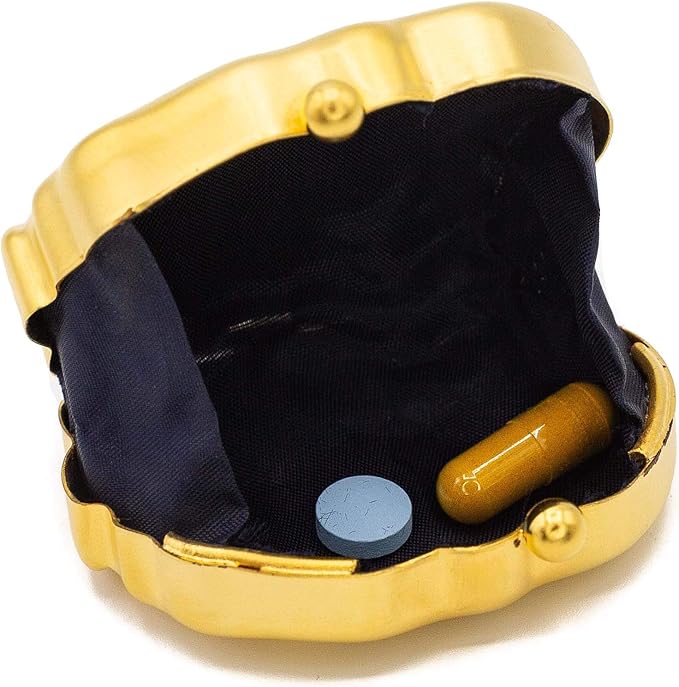 Gold Rhino Shaped Pocket Purse Portable Travel Pill Box & Medicine Organizer (1 Large Compartment)