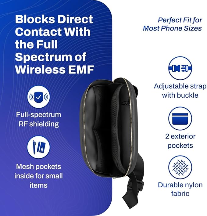 DefenderShield EMF & 5G Radiation Protection Fanny Pack - Hip Pack for Men & Women - Adjustable Waist Belt Bag with Pockets
