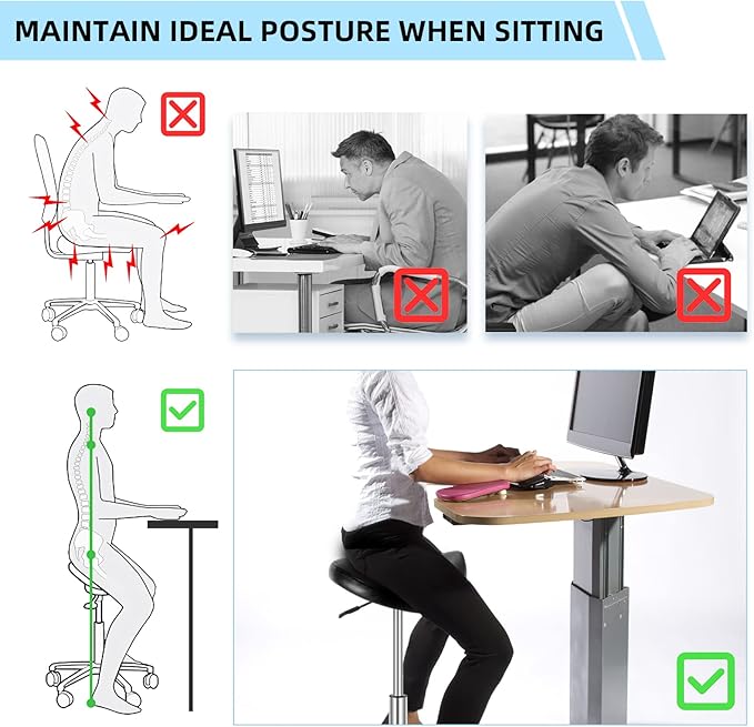 Ergonomic Saddle Stool Chair,Adjustable Height Swivel Saddle Chair-Adjustable Stool with Wheels,Hydraulic Heavy-Duty Saddle Stool Rolling Chair for Clinic Dentist Spa Massage Salons Studio(Matte )