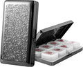 Portable 7-Day Metal Pill Case, Featuring 8 Compartments—Perfect for Travel. BPA-Free. (L-Black, Large)