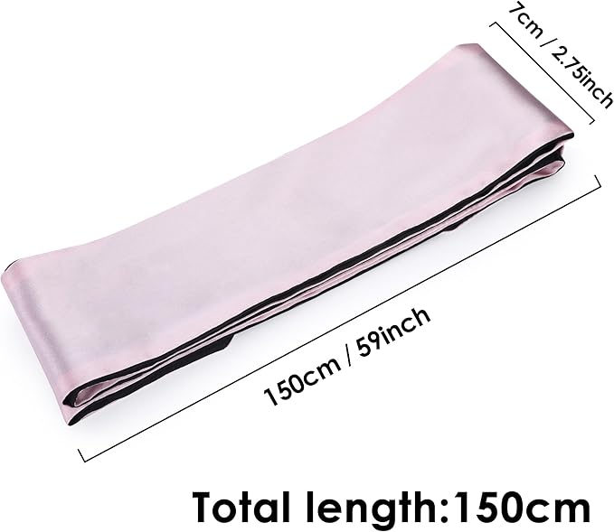 FRESHME 2pcs Satin Blind Eye Sleeping Mask - Silk Adjustable Satin Blindfold Gift Soft Eye Covers for Travel Nap Bedroom, Double Sides Pink & Black+Black 2pc Set