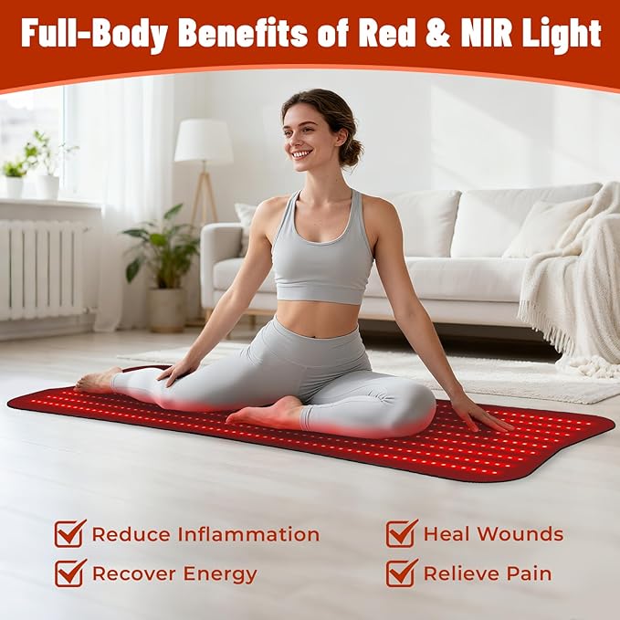Red Light Therapy Mat for Body, 60''x 24'' Red Light Therapy Pad with Controller, 540pcs 2 in 1 LEDs (660nm & 850nm), Adjustable Timer & Intensity