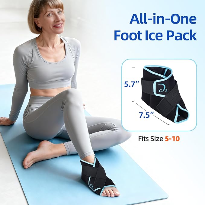 Comfytemp Ankle Ice Pack Wrap for Plantar Fasciitis Relief, Foot Support Brace for Sprain, Achilles Tendonitis, Heel Spur, Swelling, Hot Cold Compress, Running Essentials - 1 Pack