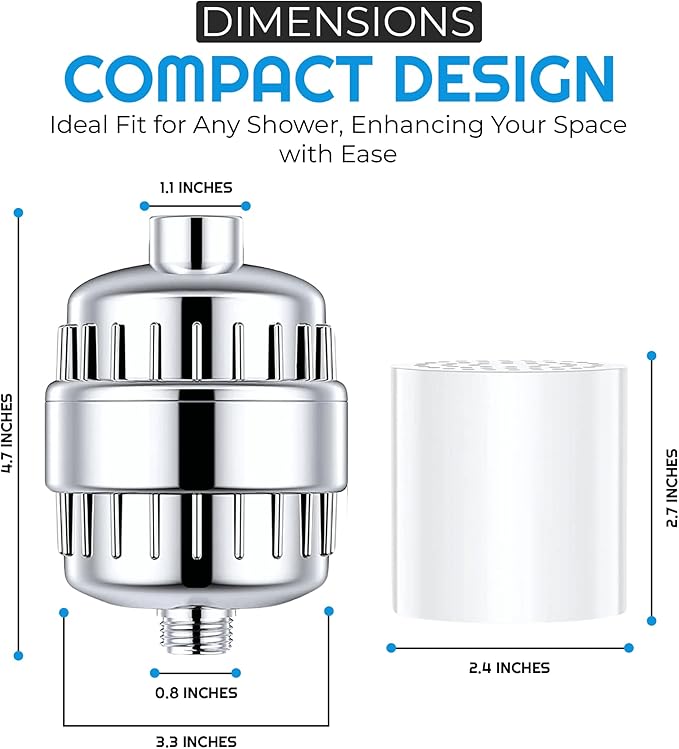 Showerhead Filter for Hard Water – 15-Stage High-Pressure Filtration with Vitamin C & E, Ideal for Skin & Hair Care, Universal Fit for All Shower Types, Easy Installation