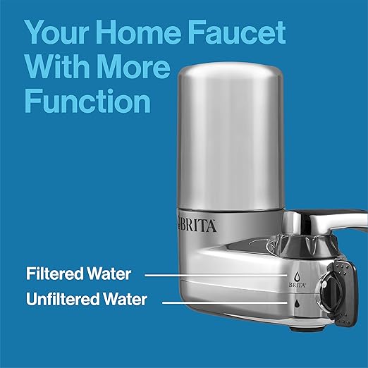 Brita Replacement Water Filter for Faucet Mount, Removes 99% of Lead, Sink Filtration System, Chrome, 2 Count