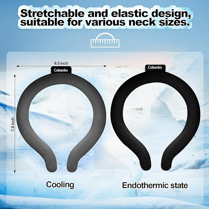 Cooling Neck Wrap with Insulated Bag, Reusable Ice Neck Ring & Body Cooler for Summer Heat, Wearable Cooling Tube Maintains 18°C/64°F for Outdoor, Sports, Travel (Black)