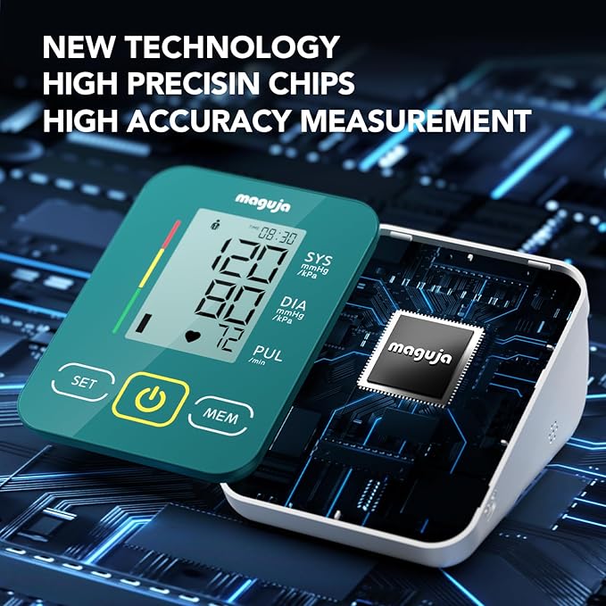 Arm Blood Pressure Monitor,maguja Blood Pressure Machine,BP Monitor Automatic Upper Arm Digital with Blood Pressure Cuff for Home Use (Green)