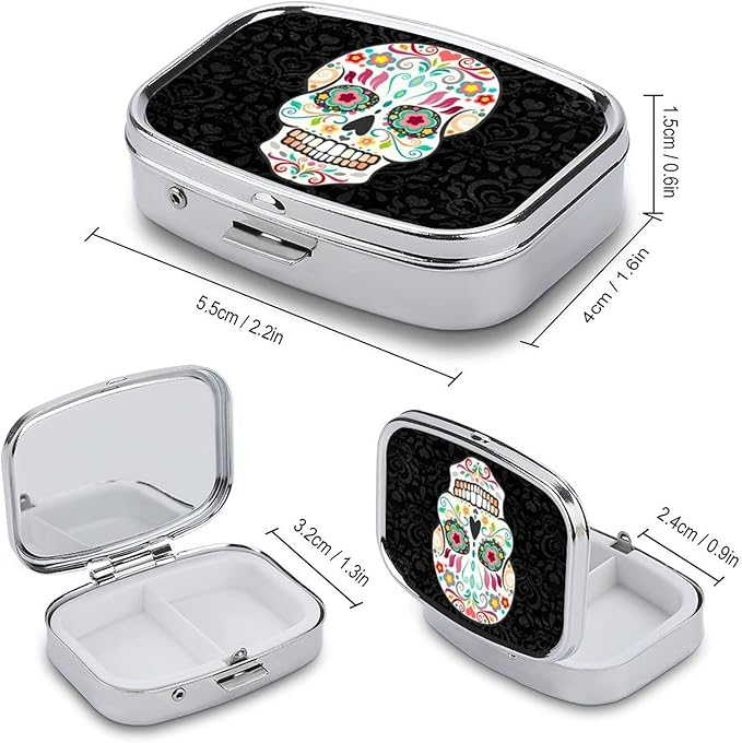 AOLDHYY Halloween Sugar Skull Pill Box 2 Tools Box, Easy Access to Tools, Versatile Tools