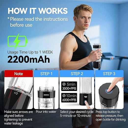 Upgrade Hydrogen Water Bottle, Up to 6400PPB Hydrogen Water Generator -SPE PEM Tech, 7OZ Food-Grade PC Hydro Water Machine, Health Care Gifts for Husband, Wife, Family, Friends, Travel