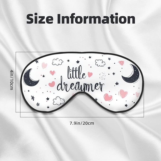 Little Dreamer Sleep Mask Moon Cloud Eye Mask with Adjustable Strap Eye Sleep Shade Cover Blocks Light for Women Men Airplane Travel Nap