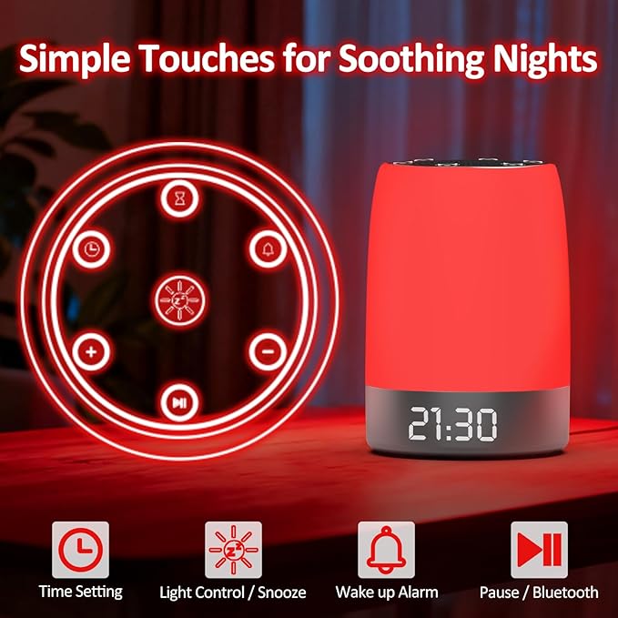 Red Light Therapy Sleep- 5 Level Red Night Light (620-690nm) for Melatonin Support, Smart APP with Sleep Sounds for Deep Relaxation, Bedroom Sleep Light for Adults Kids