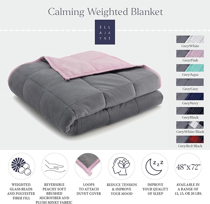 Ella Jayne - Luxury Collection Reversible Weighted Blanket, Weighted Blankets for Adults, Heavy Blanket, Weighted Blankets Queen Size, King Size, Weighted Blanket Twin, Pink - 20lb