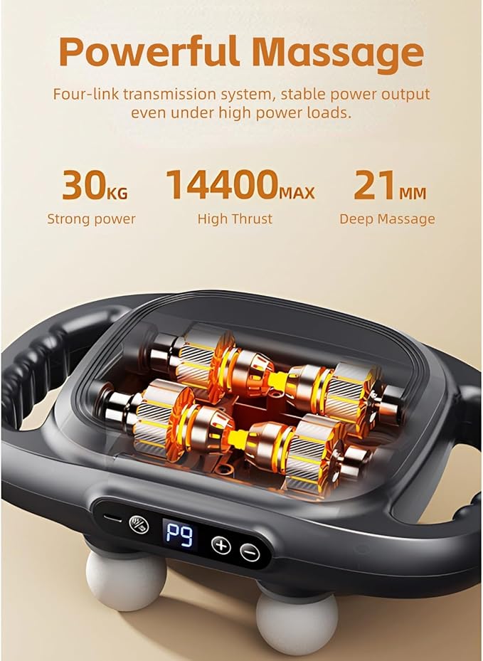 Yoidesu Massage Gun, Muscle Relaxation Massager High Frequency Vibration, 6 Head 9 Modes Back Massager for Pain Relief in Back, Leg, Neck, Shoulder and Body, Gift for Mothers Fathers
