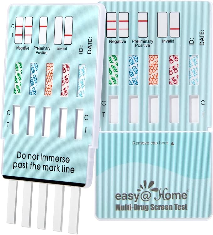 Easy@Home 5 Panel Urine Drug Test Kit [15 Pack] - THC/Marijuana, Cocaine, OPI, AMP, BZO All Drugs Testing Strips in One Kit - Home Use Drug Detox Tests with Results in 5 Mins #EDOAP-754