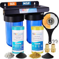 H&G Lifestyles Whole House Water Filter Iron for Well Water, Reduce Iron Fluoride Manganese,with GAC KDF Filters,Reduce Chlorine Odor Heavy Metal Lead,2 Stages Water Filtration System 70,000 Gallons