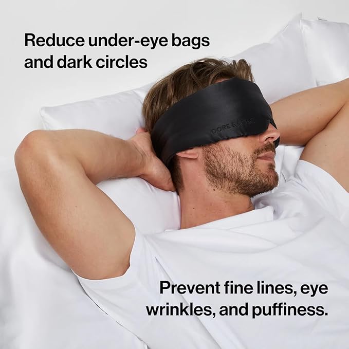 Dore & Rose Deep Sleep Mask Light Blocking, 23 Momme Mulberry Silk Eye Mask, Ultra Soft, Adjustable - Travel Sleeping Mask for Men & Women (Black)