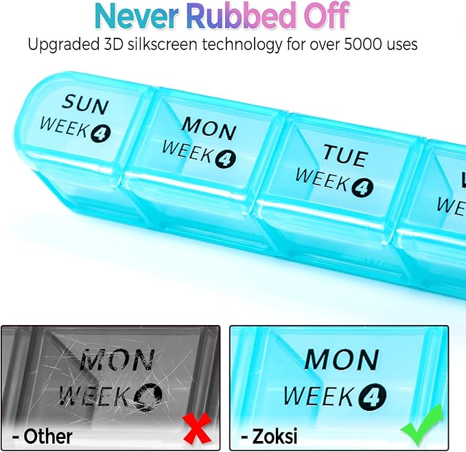 Zoksi Monthly Pill Organizer 28 Day 1 Time a Day, Large 4 Weeks Pill Box Organizer, Dust-Proof One Month Pill Case, Travel Medicine Organizer Monthly, Portable Pill Container for Vitamins and Meds