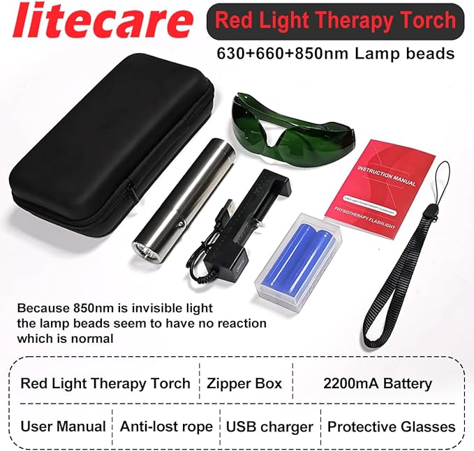 Red Light Therapy for Body of Face,Joints & Muscles Pain Relief,Portable Infrared Red Light Therapy Wand at Home,Infrared Light Therapy Device 630nm 660nm 850nm(3-in-1)