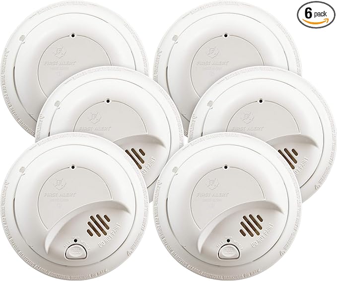 First Alert BRK SMI100-AC Hardwired Smoke Detector with Battery Backup, 6-Pack