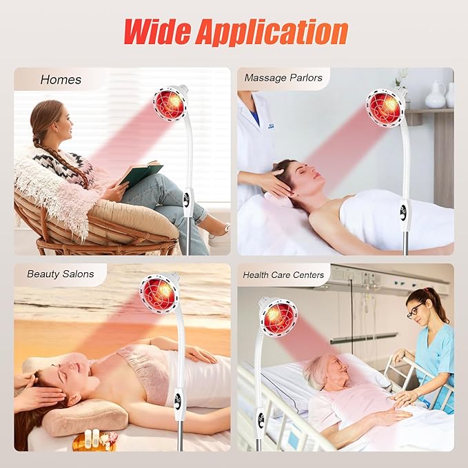 275W 110V Infrared Therapy Heat Lamp, Upright Far-Infrared Heat Therapy Lamp, for Relieving Joint Pain and Muscle Soreness