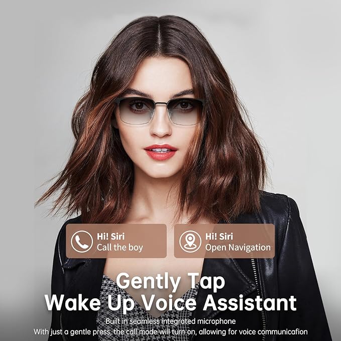 Bluetooth Audio Smart Glasses, Blue Light Glasses for Women Men,Open Ear Sound Mic & Speakers, Magnetic Charging, Color-Changing Polarized Sunglasses Lenses, Voice Assistant（GS06G