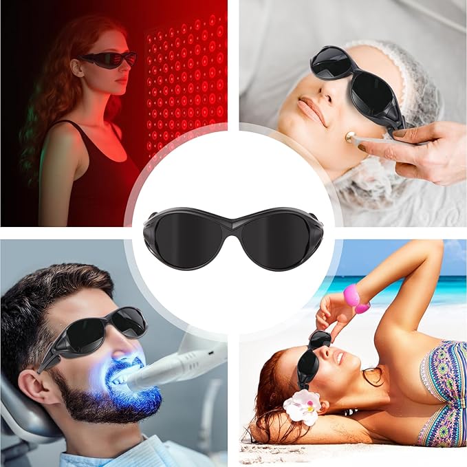 FreeMascot Red Light Therapy Glasses, Laser Safety Glasses IPL 200-2000nm, Eyes Protection for Tanning Goggles and Red Light Therapy
