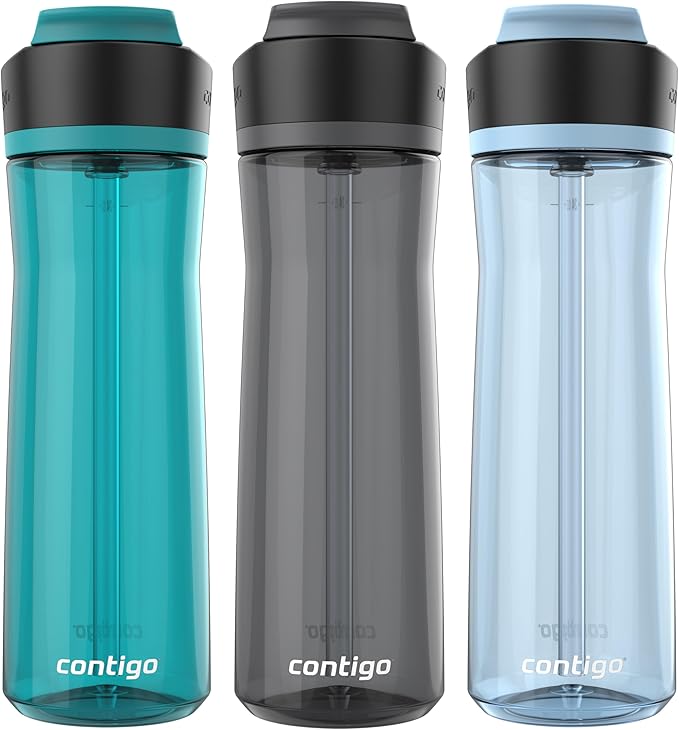 Contigo AUTOSPOUT Water Bottle 24 oz Leakproof Design Juniper/Sake/Glacier 3-Pack