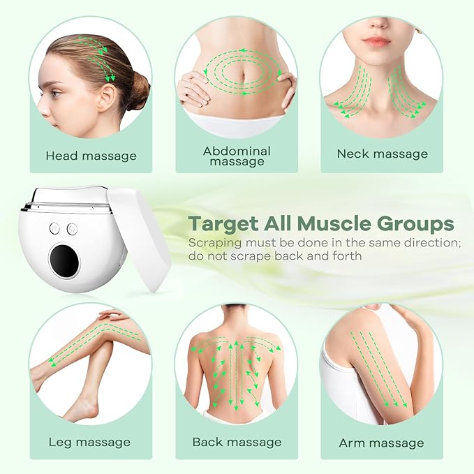AFFLAT 3-in-1 Electric Fascia Knife with Heating and Vibration,Muscle Scraper Tool,Gua Sha Facial Device,9-Level Vibration,4 Light Therapy Modes for Face & Body,Portable Cordless Design