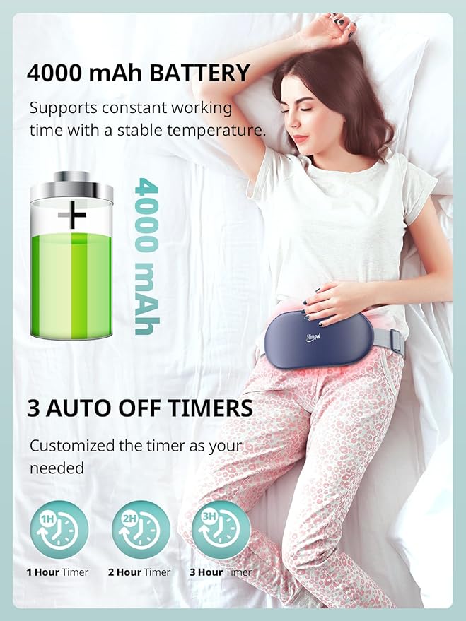 Slimpal Heating Pad for Period Cramps, Plus-Sized Portable Electric Heating Pad, Menstrual Cordless Heat Belt Back, Belly, Waist Pain Relief, Christmas Stocking Gift for Her Girl Women, Dark Blue