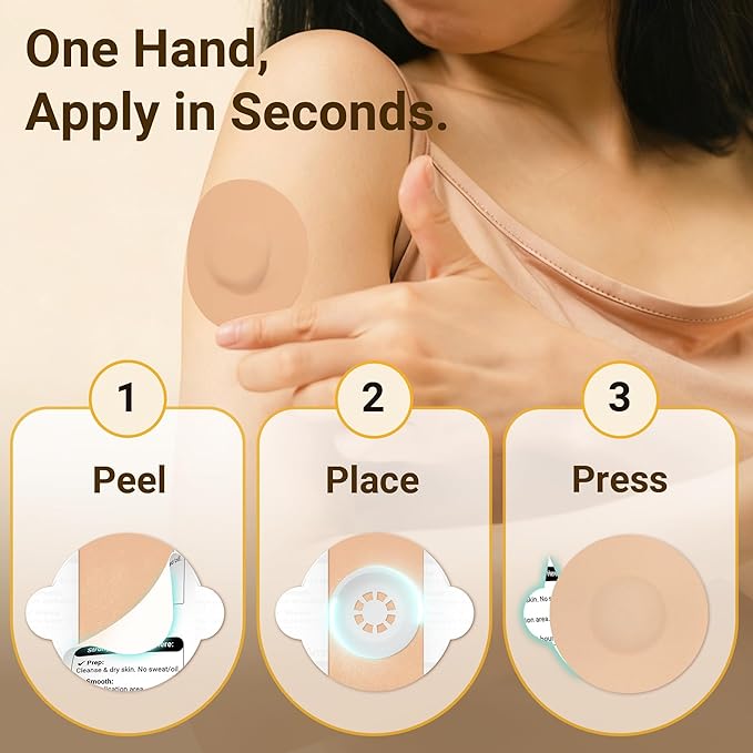Libre 3 Sensor Covers Waterproof, 20 Pack Freestyle Libre 3 Plus Sensor Covers, Bump-Proof with Hard Cap, Waterproof Breathable Medical CGM Adhesive Patches, 14-Day CGM Protection (Warm Tan)