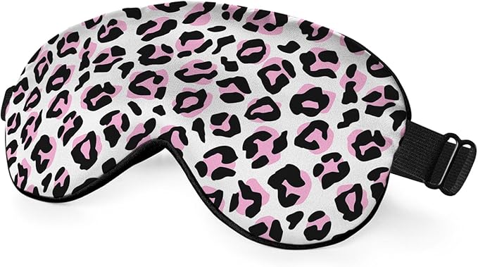 Leopard Eye Mask Sleeping Mask Pink Black Leopard Print Animal Sleep Masks Silky Soft Eye Cover for Women Men Shading Blindfold for Air Travel Sleeping