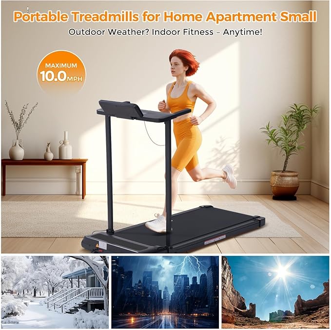 Walking Pad with Handle Bar and Incline, 3.0HP Under Desk Treadmill for Home Small Space, 0.6-7.6MPH Portable Walking Pad Treadmill with Handles, 350LBS, 2026 Upgrade