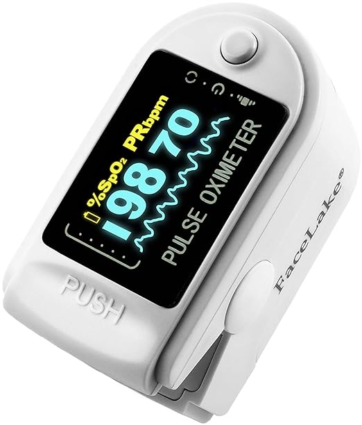 FL-350 Pulse Oximeter with Carrying Case & Batteries & Lanyard, White