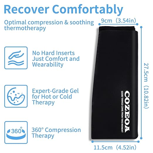 Knee Ice Pack Wrap, Reusable Gel Cold & Hot Compression Sleeve for Injuries, Pain Relief, Swelling Reduction and Post-Surgery Recovery, Comfortable & Skin-Friendly