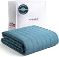 YnM Exclusive Weighted Blanket, Soothing Cotton, Smallest Compartments, Bed Blanket for One Person of 140lbs, Ideal for Twin/Full Bed (48x72 Inches, 15 Pounds, Peacock/Grey Reversible)